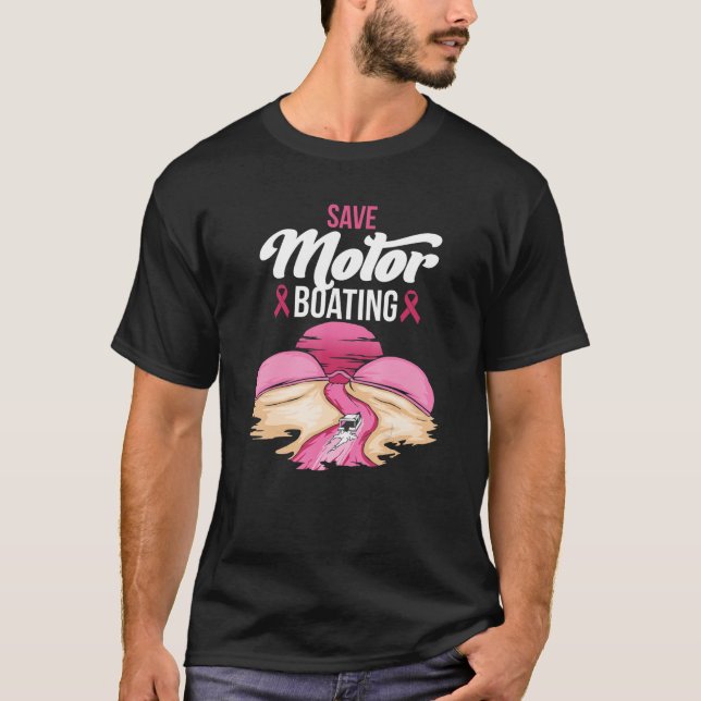 Rett Motor Boating Breast Cancer Awareness Pink Ri T-Shirt (Vorderseite)
