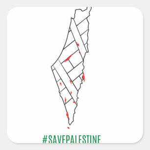 Rett Palestine bleding map - Freedom for Palestin Quadratischer Aufkleber