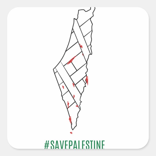 Rett Palestine bleding map - Freedom for Palestin Quadratischer Aufkleber (Vorderseite)