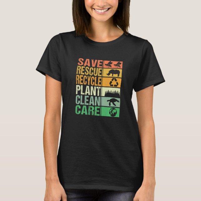 Rett Rescue Gerecycelt Pflanze Clean Care Retro Vi T-Shirt (Vorderseite)