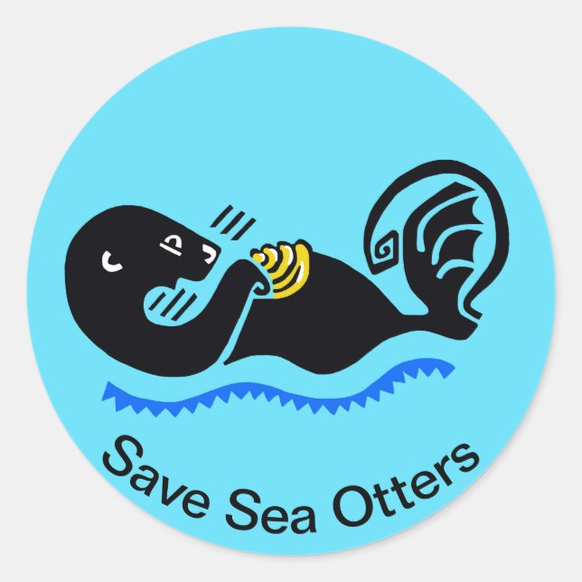 Rett Sea OTTERS - Natur - wild lebende Tiere - bla Runder Aufkleber (Vorderseite)