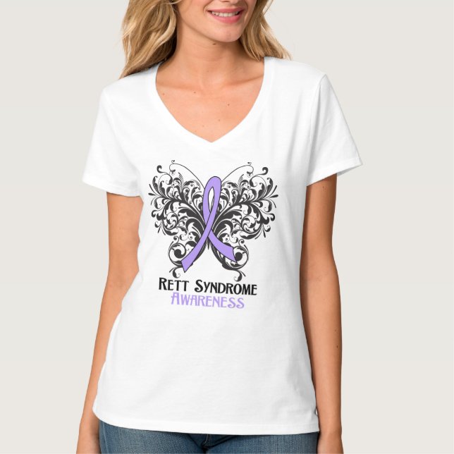 Rett-Syndrom-Bewusstseins-Schmetterling T-Shirt (Vorderseite)