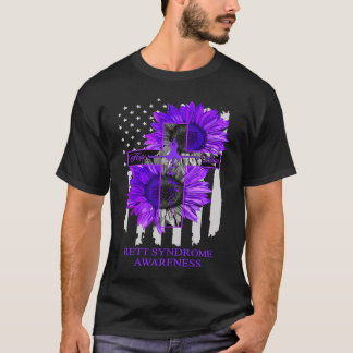 Rett-Syndrom Lila Band US-Flagge Sonnenblume Glaub T-Shirt