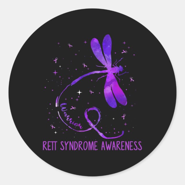 Rett Syndrome Awareness Costume Dragonfly Ribbon Runder Aufkleber (Vorderseite)