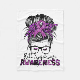 Rett Syndrome Awareness Messy Bun Hair Women Fleecedecke