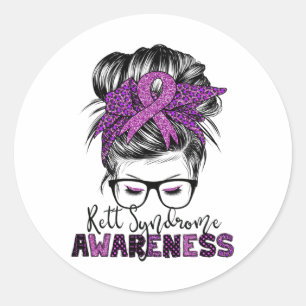 Rett Syndrome Awareness Messy Bun Hair Women Runder Aufkleber