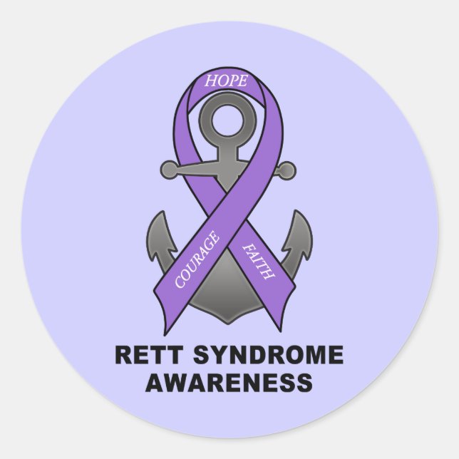 Rett Syndrome Awareness with Anchor of Hope Runder Aufkleber (Vorderseite)
