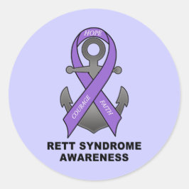 Rett Syndrome Awareness with Anchor of Hope Runder Aufkleber
