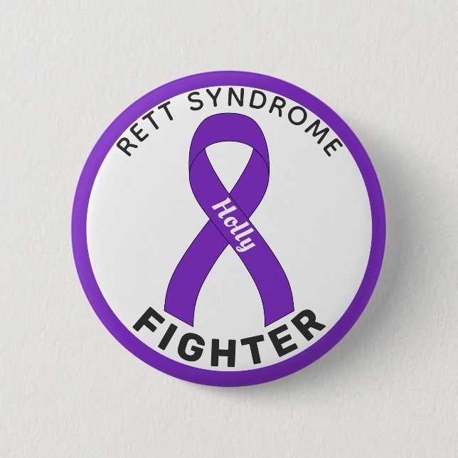 Rett Syndrome Fighter Ribbon White Button (Vorderseite)