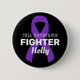 Rett Syndrome Ribbon Black Button