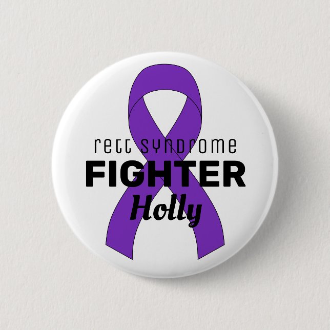 Rett Syndrome Ribbon White Button (Vorderseite)