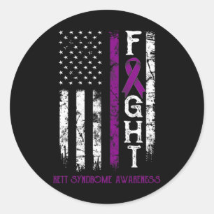 Rett Syndrome Warrior Us Flag Down Syndrom Awaren Runder Aufkleber