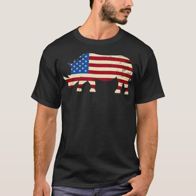 Rett The Chubby Unicorns T Shirt USA Flag Rhino Rh (Vorderseite)