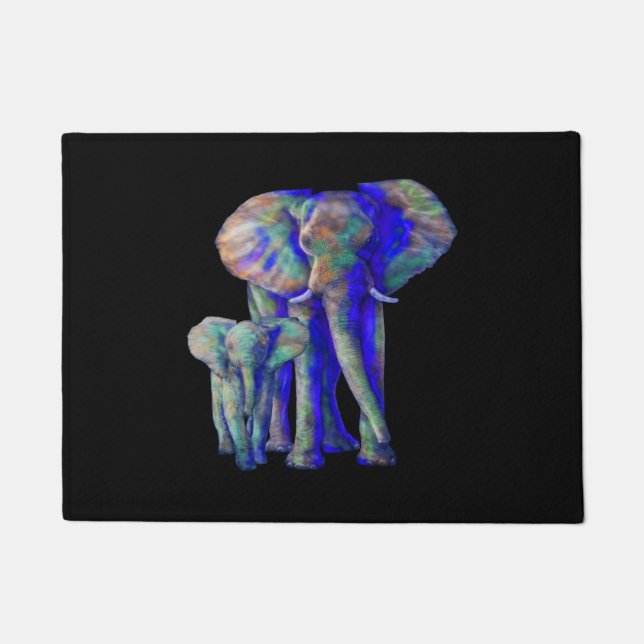 Rett The Elephants Art Animal Lover Mama and Baby Fußmatte (Vorderseite)