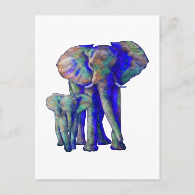 Rett The Elephants Art Animal Lover Mama and Baby Postkarte (Vorderseite)