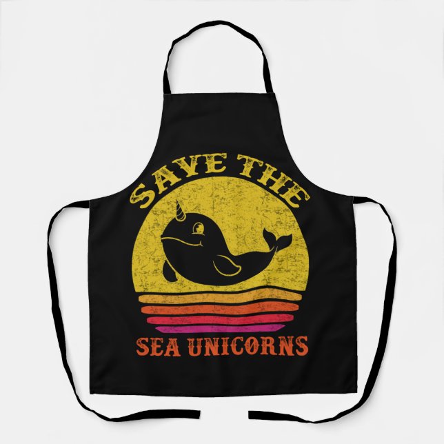 Rett the Sea Unicorns Retro Narwhal Schürze (Vorderseite)
