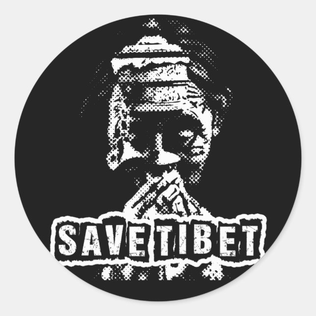 RETT TIBET~! KOSTENLOSE TIBET! RUNDER AUFKLEBER (Vorderseite)