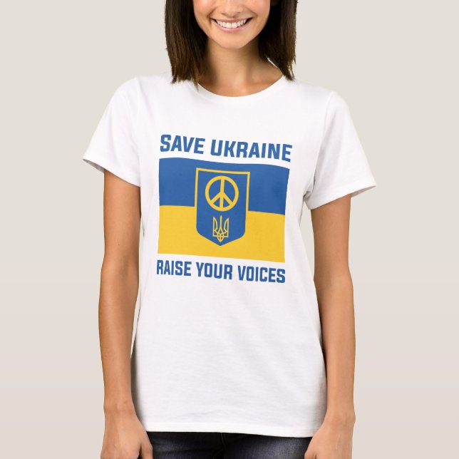 Rett Ukraine Ihre Stimme erheben T-Shirt (Vorderseite)