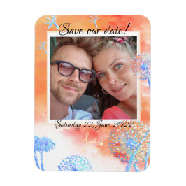 Rett unser Datum Dandelion und Aquarellwolken Magnet