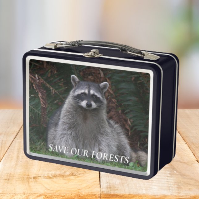 Rett Unser Waldgebiet Raccoon Wildlife Foto Metall Brotdose (In Situ Table)