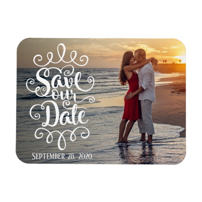 Rett unsere Hochzeit | Handgeschriebenes Verzierte Magnet (Horizontal)