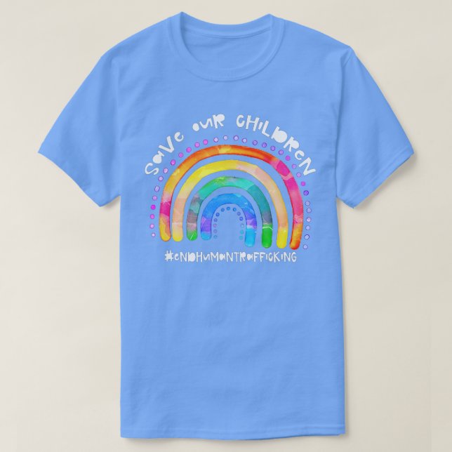 Rett unsere Kinderwaren und beende Menschenhandels T-Shirt (Design vorne)
