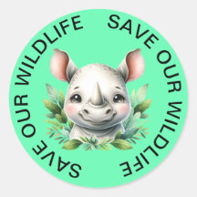 Rett unsere Rhinozeros-Aufkleber für Wildtiere