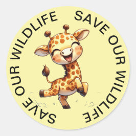 Rett unsere Wildlife Stickers, Giraffe Graphic Runder Aufkleber