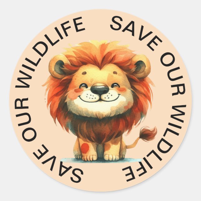Rett unsere Wildlife Stickers, Lion Graphic Runder Aufkleber (Vorderseite)