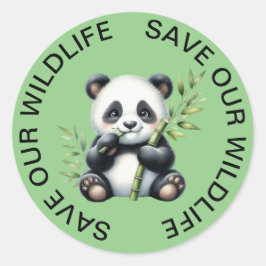 Rett unsere Wildlife Stickers, Panda Graphic Runder Aufkleber