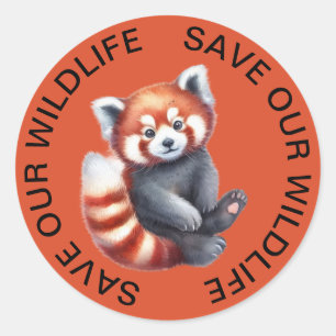 Rett unsere Wildlife Stickers, Red Panda Graphic Runder Aufkleber