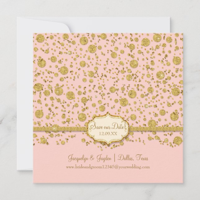Rett unseren Date Gold Leaf Glitzer Confetti Polka Save The Date (Vorderseite)