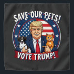 Rett unseren Haustieren, Trump-Tiere für Trump zu  Halstuch<br><div class="desc">Trump 2024,  Tierschutz,  Abstimmung Trump,  Tiersicherheit,  Wahl 2024,  Trump-Befürworter,  Trump mit Haustieren,  Hund- und Katzengrafik,  Liebhaber von Wahlen,  politische Haustiere,  Trump-Anhänger,  Tierschutz,  Wahlkampf</div>