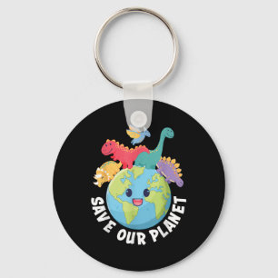 Rett unseren Planet Dinosaur Earth Day 2024 Kids B Schlüsselanhänger
