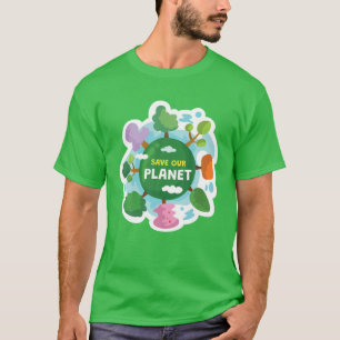 Rett unseren Planeten, eine gesunde Umwelt mit grü T-Shirt