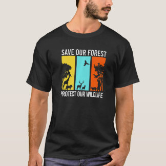 Rett unseren Wäldern Schutz unserer Wildtiere Wand T-Shirt