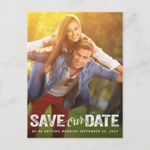 Rett unserer Date Wedding Distressed Script-Fotoka Postkarte