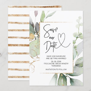 Rett unserer Gold Eukalyptus Wedding Verlobung Einladung