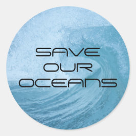 RETT UNSERER OCEANS WAVE SURF KLIMAVERSCHMUTZUNG RUNDER AUFKLEBER