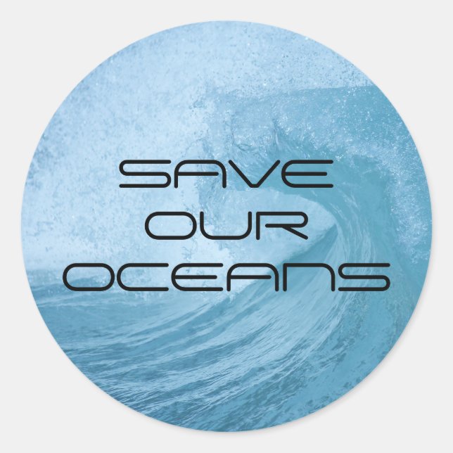 RETT UNSERER OCEANS WAVE SURF KLIMAVERSCHMUTZUNG RUNDER AUFKLEBER (Vorderseite)