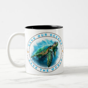 Rett unserer Ozeane - Meeresschildkröte Zweifarbige Tasse