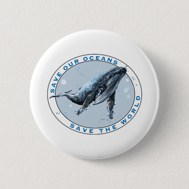Rett unserer Ozeane - Whaledesign Button (Vorderseite)