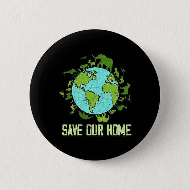 Rett unserer Zuhause Animals Wildlife Conservation Button (Vorderseite)