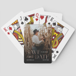 Rett unseres Datums| Black & Rose Gold Couple Foto Spielkarten