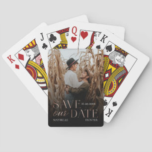 Rett unseres Datums Black & Rose Gold Couple Foto Spielkarten