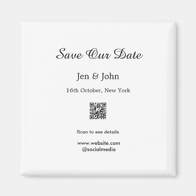 Rett unseres Datums QR für Details Name Datum Webs Magnet (Vorne)