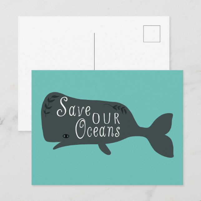 Rett unseres Ozeans Umwelt Whale Blue Postkarte (Vorne/Hinten)