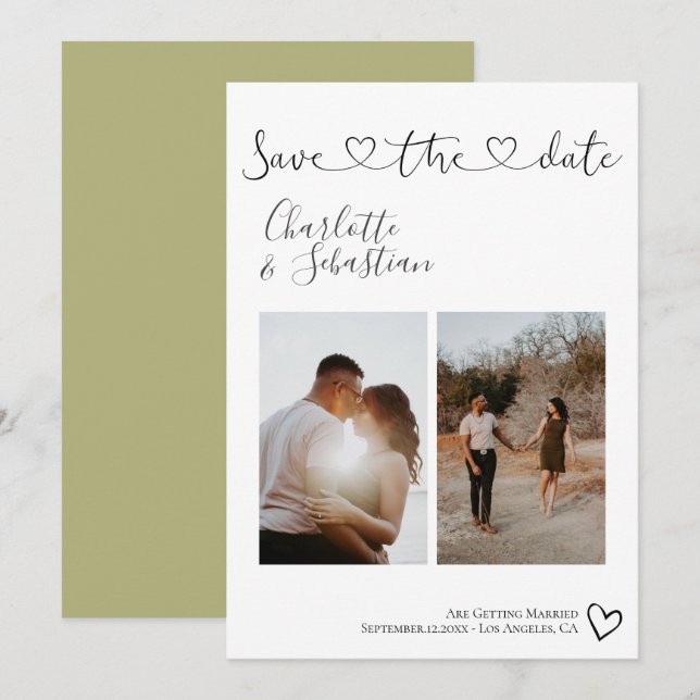 Rett unseres Personalisierten Fotos mit dem Datum  Save The Date (Vorne/Hinten)