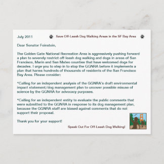 Rett von Leash Dog Walking Senator Feinstein Postkarte