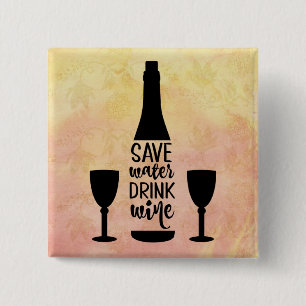 Rett Wasser trinken Wein Schwarze Flasche Zwei Glä Button